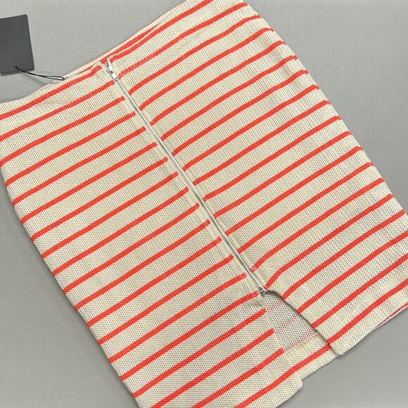 J.O.A. Knit 2 Piece Crop Top & Skirt Set Cream Orange Strip Size Large NWT - Picture 9 of 13